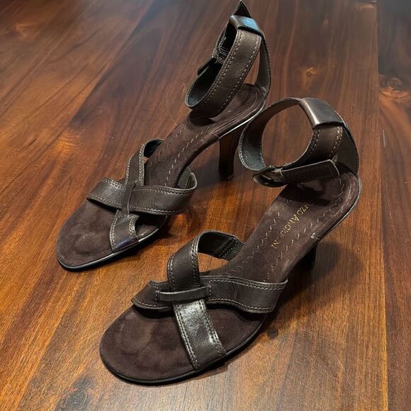 Enzo Angiolini Brown Leather T Strap Heels Pumps Women’s US 8.5M - Picture 1 of 8